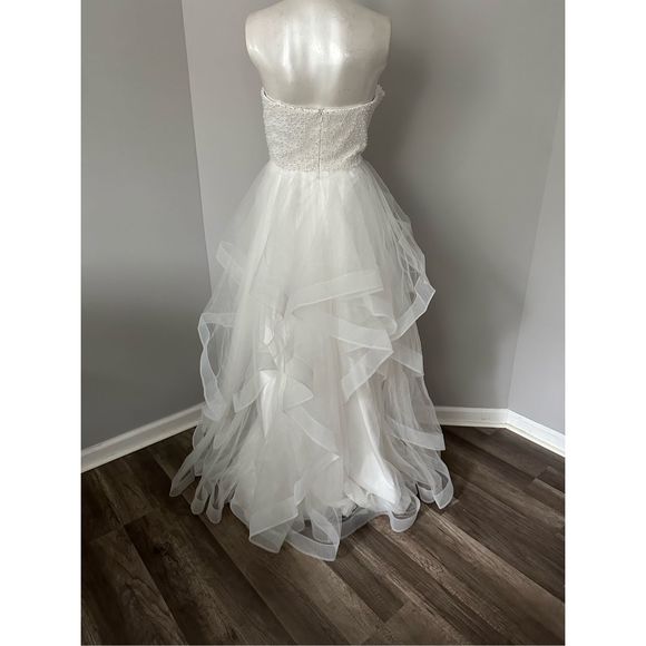 BASIX BLACK LABEL D1427L PEARL TIERED STRAPLESS GOWN US 10 $490 - Picture 8 of 12